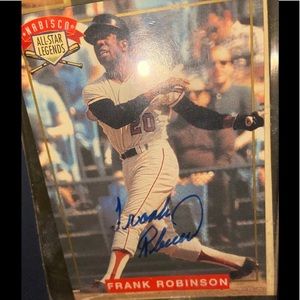 Frank Robinson signed baseball card